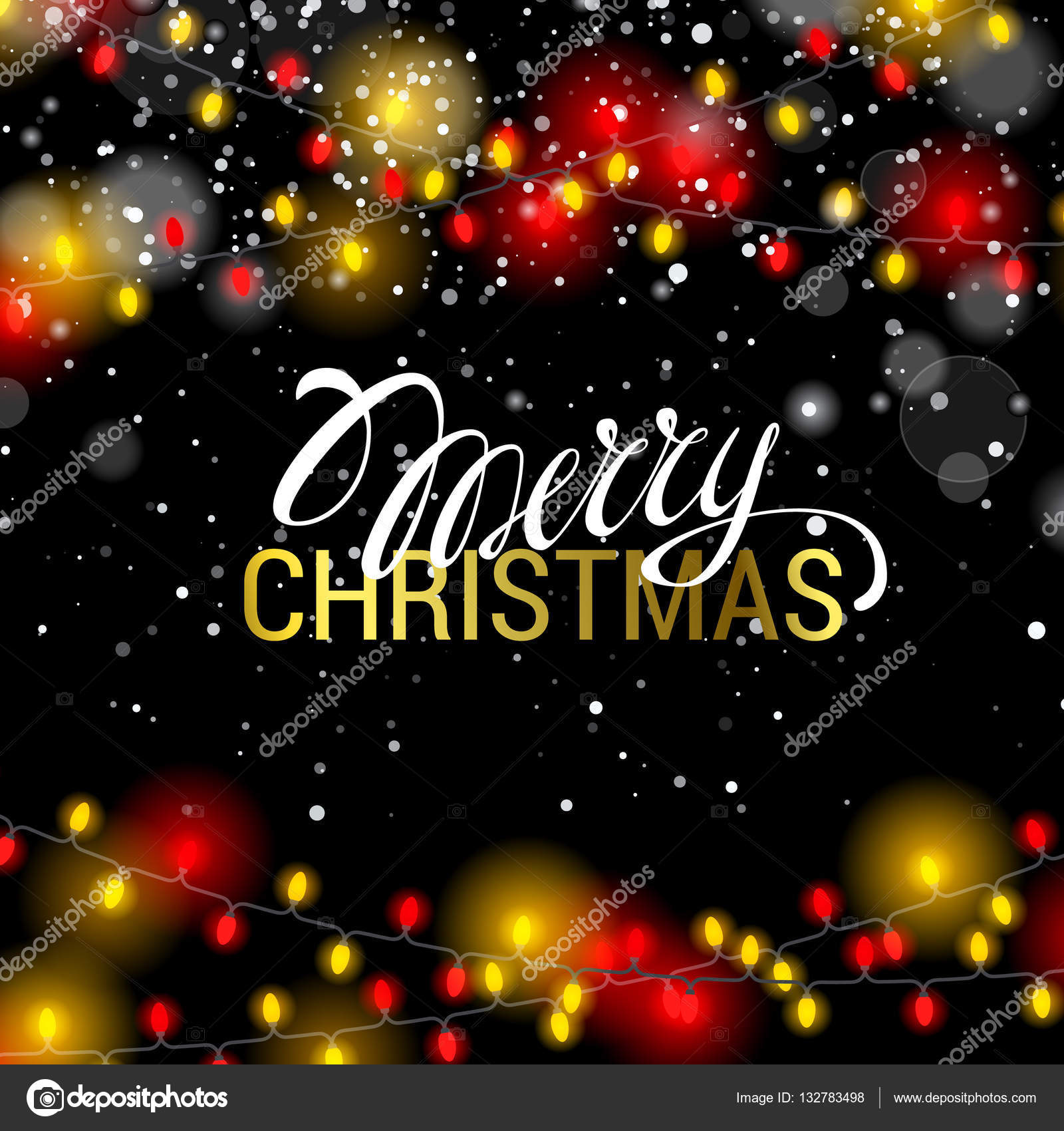 Merry Christmas Greeting Card Design kaligraficzny rÄ™cznie robione napis ÅšwiÄ…teczne dekoracje Å›wiecÄ…ce Å›wiatÅ‚a BoÅ¼e Narodzenie wakacje wektor wektor