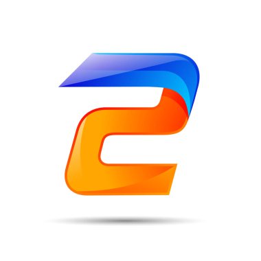 İki 2 numaralı logo turuncu ve mavi renk hızlı hızlı hatları ile. Başlık sayfası, sunu, web sayfası, kartı, Etiketler veya poster için vektör tasarımı