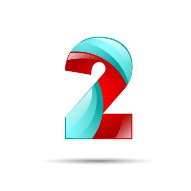 Sayı iki 2 renkli 3d ses ayarı simgesi. Başlık sayfası, sunu, web sayfası, kartı, Etiketler veya poster için vektör tasarımı