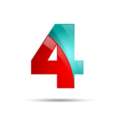 Sayı dört 4 renkli 3d ses ayarı simgesi. Başlık sayfası, sunu, web sayfası, kartı, Etiketler veya poster için vektör tasarımı