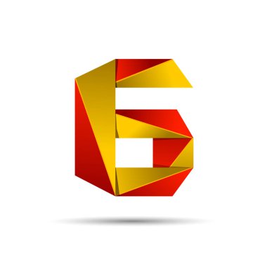 Altı 6 numaralı simgesi tasarım şablonu öğeleri 3d logo. Kırmızı ve altın parlak stili. Vektör tasarım şablonu öğeleri uygulama veya şirket için.