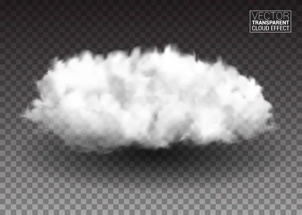 Bolyhos fehér felhők. Reális vector design elemek. füst effekt az elszigetelt átlátszó háttér. Vektoros illusztráció — Stock Vector