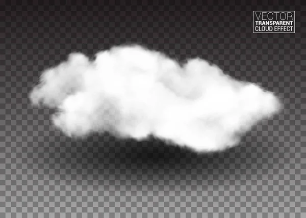 Nubes blancas esponjosas. Elementos realistas de diseño vectorial. efecto de humo sobre fondo transparente aislado. Ilustración vectorial — Archivo Imágenes Vectoriales