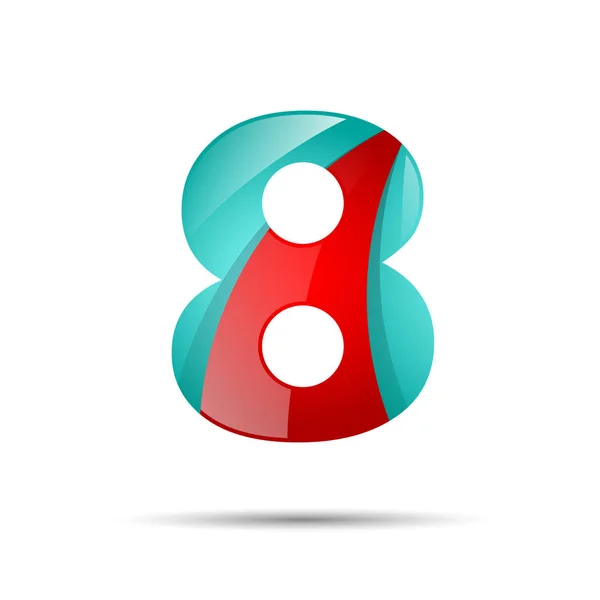 Zahl acht 8 buntes 3D-Volume-Symbol. Vektordesign für Banner, Präsentationen, Webseiten, Karten, Etiketten oder Poster — Stockvektor