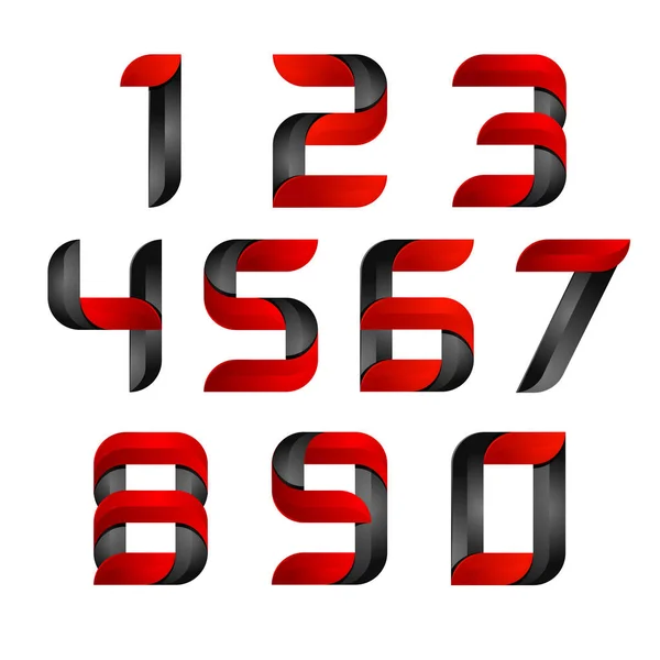 Vettore 3d Numero set logo con velocità rosso e nero. Progettazione per banner, presentazione, pagina web, scheda, etichette o manifesti — Vettoriale Stock