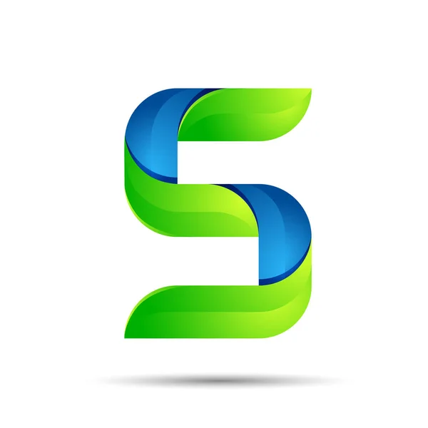 Vektor 3d five 5 logo mit geschwindigkeit grüne blätter. ökologisches Design für Banner, Präsentationen, Webseiten, Karten, Etiketten oder Poster. — Stockvektor