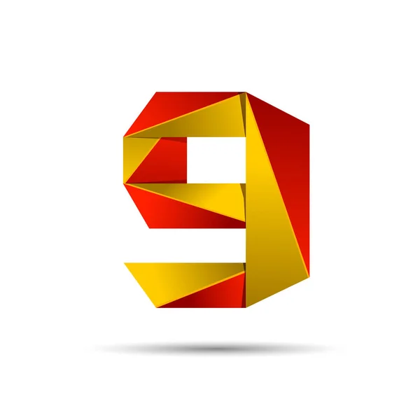 องค์ประกอบต้นแบบการออกแบบไอคอนหมายเลข 9 โลโก้ 3D สีแดงและสีทองมันวาวสไตล์ องค์ประกอบต้นแบบการออกแบบเวกเตอร์สําหรับแอพพลิเคชันหรือบริษัท . — ภาพเวกเตอร์สต็อก
