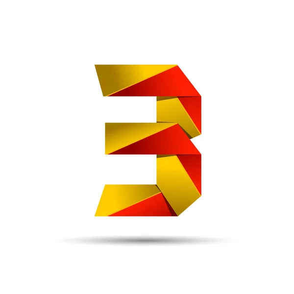 Nummer drie 3 pictogram ontwerp sjabloon elementen 3d logo. Rode en gouden glanzend stijl. Vector de ontwerpelementen van het sjabloon voor toepassing of bedrijf. — Stockvector