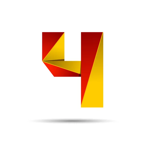 Número cuatro 4 icono de diseño de la plantilla de elementos 3d logo. Rojo y oro estilo brillante. Elementos de plantilla de diseño vectorial para aplicación o empresa . — Archivo Imágenes Vectoriales
