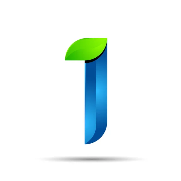 Vetor 3d número 1 um logotipo com velocidade folhas verdes. Design ecológico para banner, apresentação, página web, cartão, rótulos ou cartazes . — Vetor de Stock