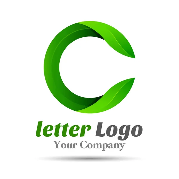 Bokstaven C eco lämnar logo ikon volym logotyp färgglada 3d vektor Design företagsidentitet — Stock vektor