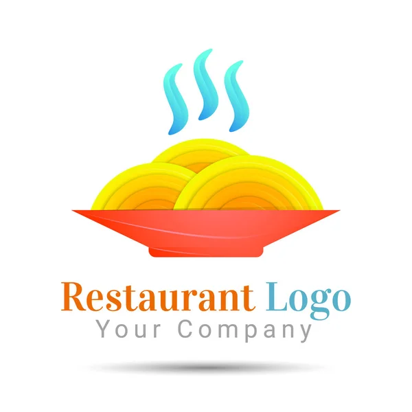 Plato naranja con pasta Volumen Logo Colorido 3d Vector Diseño Identidad corporativa — Vector de stock