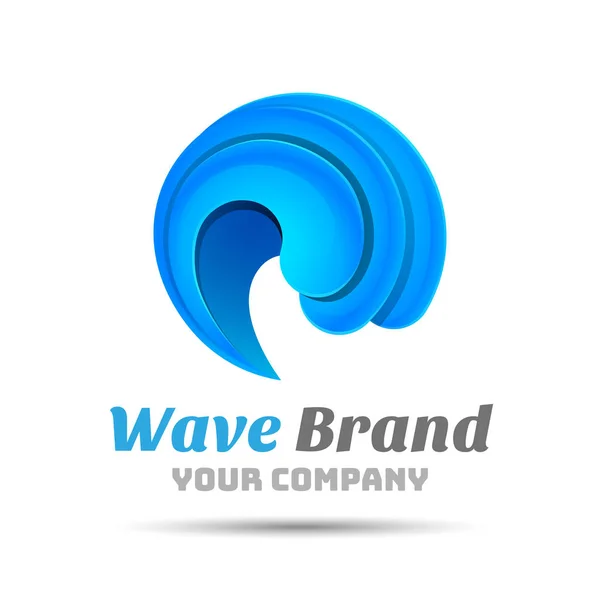 Ícone de onda de água do mar Volume Logo Colorido. 3d Vector Design. Identidade corporativa — Vetor de Stock