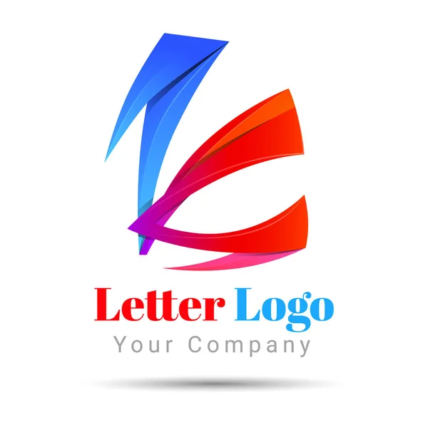 Значок логотипа буквы K Разноцветный трехмерный векторный дизайн Фирменный стиль — стоковый вектор