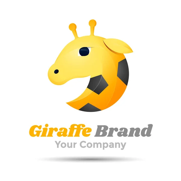 Girafa Volume Logo colorido. 3d Vector Design. Identidade corporativa — Vetor de Stock