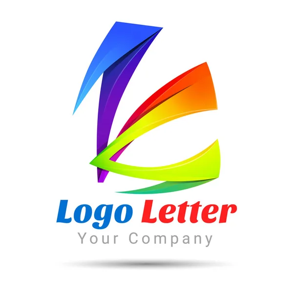 Colorful Vector 3d Volume Logo Design K letter formed by twisted lines. Font style template. Corporate identity. — Stock Vector