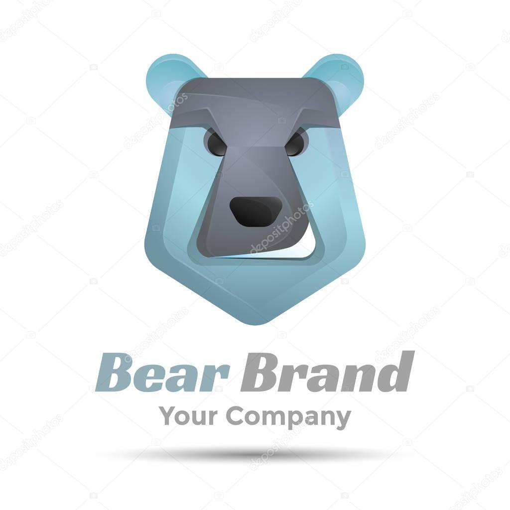 Bear face icon Volume Logo Colorful. 3d Vector Design. Corporate identity