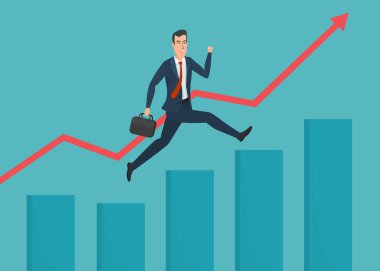 Çalışan iş adamı yetişmek. İş karikatür kavramı. Vektör yaratıcı renk çizimler düz tasarımı düz modern tarzı.