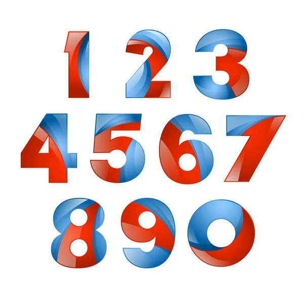 Número de conjunto colorido icono de volumen 3d. Diseño vectorial para banner, presentación, página web, tarjeta, etiquetas o carteles — Archivo Imágenes Vectoriales