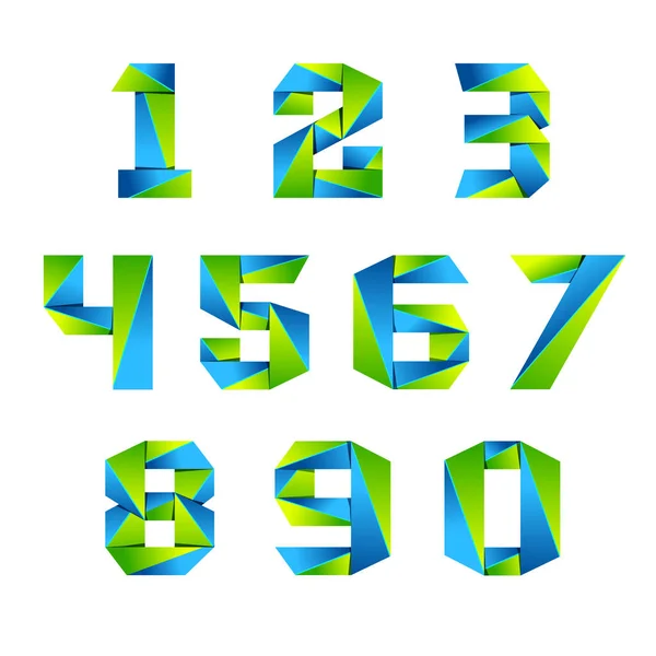 숫자는 아이콘 디자인 서식 파일 요소 3d 로고를 설정합니다. 녹색 및 파랑 광택 스타일입니다. 응용 프로그램 또는 회사에 대 한 벡터 디자인 서식 파일 요소. — 스톡 벡터