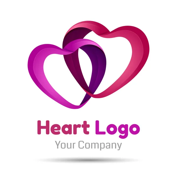 Kalp sembol simge tasarım şablonu öğeleri birim Logo renkli. 3D vektör tasarımı. Kurumsal kimlik — Stok Vektör