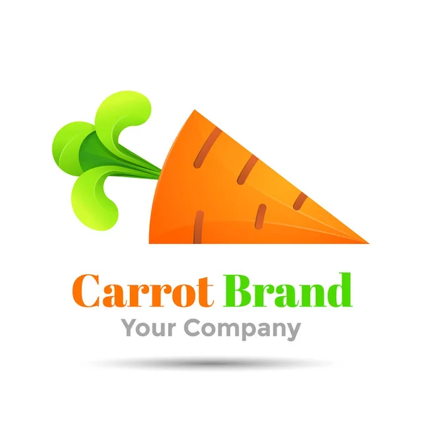 Cenoura com orelhas verdes de coelho. Colorido Vector 3D Volume Logo Design Identidade corporativa — Vetor de Stock