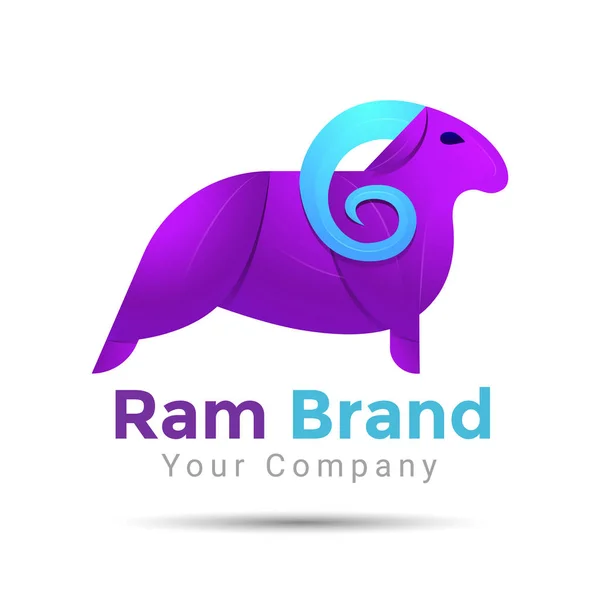 Ram Silhouette. Colorido Vector 3D Volume Logo Design Identidade corporativa — Vetor de Stock