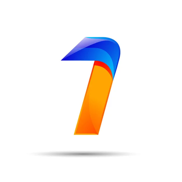 Number one 1 logotypen orange och blå färg med snabb hastighet linjer. Vektor design för banner, presentation, webbsida, kort, etiketter eller affischer. — Stock vektor