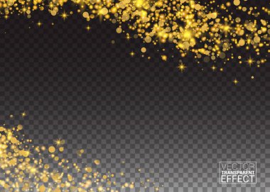 Soyut parlak parlak altın grenli soyut doku saydam arka plan üzerinde. Saydam arka plan üzerinde altın glitter doku. Altın patlama. Tasarım öğesi. Vektör çizim