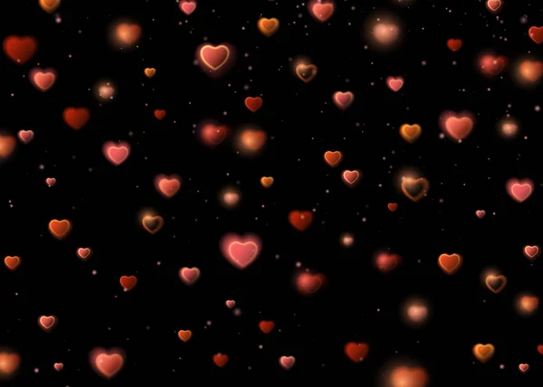 光沢のある爆発赤のバレンタインデーの心。ハート型 ☆ 紙ふぶき。グリーティング カードの装飾要素です。黒の背景にベクトル図の効果 — ストックベクタ