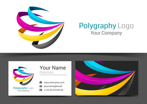 CMYK Printing Logo corporativo y plantilla de signo de tarjeta de visita. Diseño creativo con colorido logotipo Composición de identidad visual hecha de elemento multicolor. Ilustración vectorial — Vector de stock