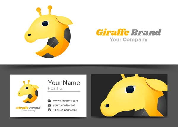 Modèle de logo d'entreprise et de carte de visite pour Girafe Wild Animal. Conception créative avec logo coloré Composition de l'identité visuelle faite d'un élément multicolore. Illustration vectorielle — Image vectorielle