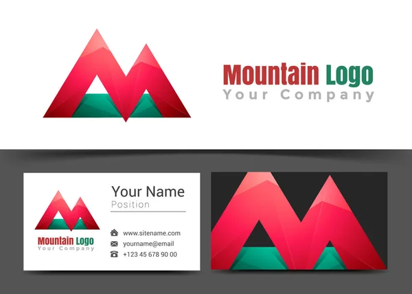 Modern Mountain letter M Corporate Logo and Business Card Sign Template. Creative Design with Colorful Logotype Visual Identity Composition Made of Multicolored Element. Vector Illustration — Stock Vector