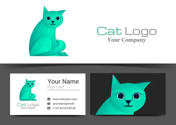 Katze Corporate Logo und Visitenkarte Zeichen Vorlage. kreatives Design mit farbenfrohem Logo visuelle Identitätskomposition aus bunten Elementen. Vektorillustration — Stockvektor