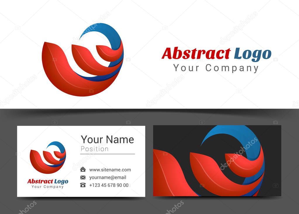 Abstract Corporate Logo and Business Card Sign Template. Creative Design with Colorful Logotype Visual Identity Composition Made of Multicolored Element. Vector Illustration