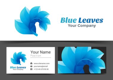 Mavi şirket logosu ve kartvizit işareti şablon bırakır. Yaratıcı tasarım ile çok renkli unsuru yapılan renkli Logo görsel kimlik oluşturma. Vektör çizim