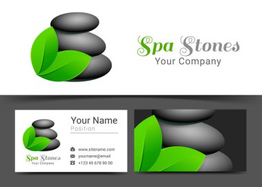 Güzel Spa taşlar Yoga güzellik logosunu ve kartvizit işareti şablon. Yaratıcı tasarım ile çok renkli unsuru yapılan renkli Logo görsel kimlik oluşturma. Vektör çizim