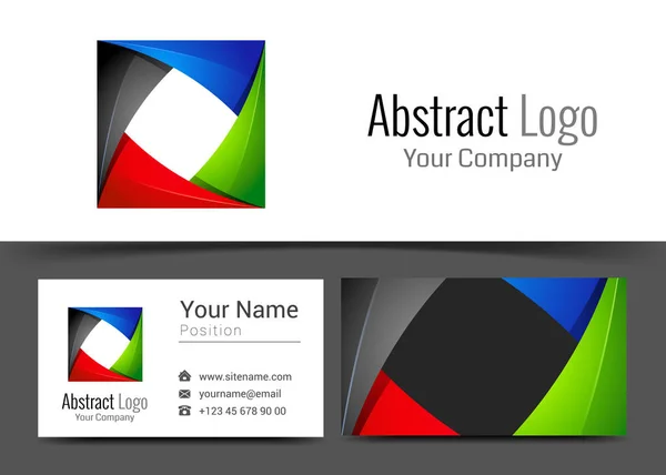 Αφηρημένη κόκκινο μαύρο πράσινο μπλε εταιρικό λογότυπο και σήμα πρότυπο επαγγελματική κάρτα. Δημιουργικό σχεδιασμό με πολύχρωμο λογότυπο οπτική ταυτότητα σύνθεση φτιαγμένο από πολύχρωμα στοιχείο. Εικονογράφηση διάνυσμα — Διανυσματικό Αρχείο
