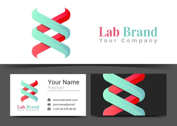 Dna lab Corporate Logo und Visitenkarte unterzeichnen Vorlage. kreatives Design mit farbenfrohem Logo visuelle Identitätskomposition aus bunten Elementen. Vektorillustration — Stockvektor