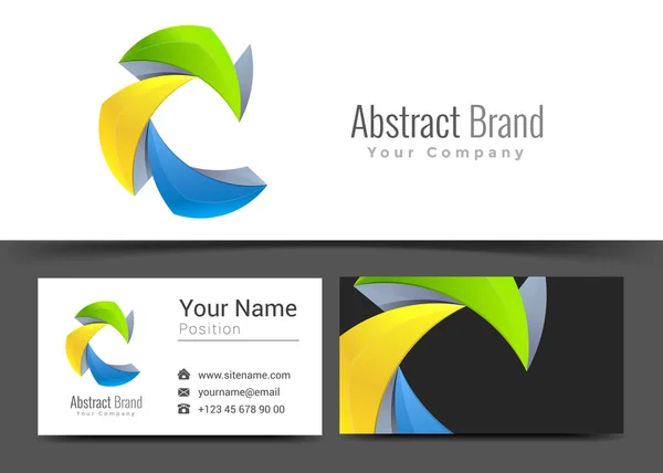 Absztrakt színes vállalati logó és névjegykártya jel sablon. Kreatív Design színes emblémát vizuális identitás összetétele sokszínű elem készült. Vektoros illusztráció — Stock Vector