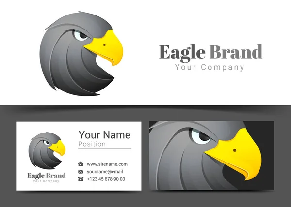 Ζώων αετός μαύρο εταιρικού λογότυπου και επαγγελματική κάρτα εισόδου πρότυπο. Δημιουργικό σχεδιασμό με πολύχρωμο λογότυπο οπτική ταυτότητα σύνθεση φτιαγμένο από πολύχρωμα στοιχείο. Εικονογράφηση διάνυσμα — Διανυσματικό Αρχείο