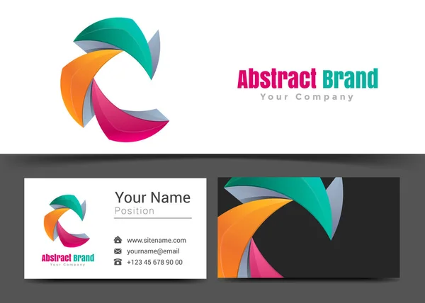 Logotipo corporativo abstracto y plantilla de signo de tarjeta de visita. Diseño creativo con colorido logotipo Composición de identidad visual hecha de elemento multicolor. Ilustración vectorial — Vector de stock