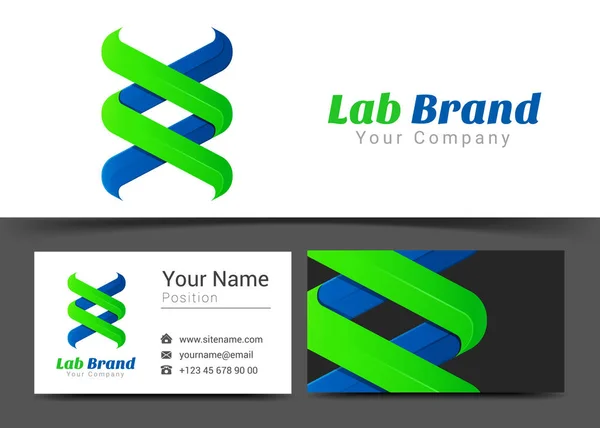 추상 Dna 인간의 건강 기업 로고와 명함 기호 서식 파일. 여러 요소 화려한 로고 시각적 정체성과 크리에이 티브 디자인에 의하여 이루어져 있다. 벡터 일러스트 레이 션 — 스톡 벡터
