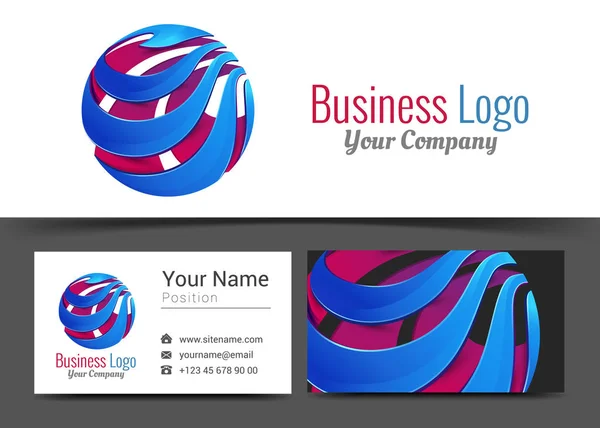 Circle Wave Abstract Logo corporativo y plantilla de signo de tarjeta de visita. Diseño creativo con colorido logotipo Composición de identidad visual hecha de elemento multicolor. Ilustración vectorial — Vector de stock