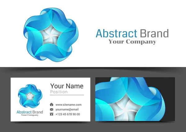 Blue Abstract Corporate Logo and Business Card Sign Template. Creative Design with Colorful Logotype Visual Identity Composition Made of Multicolored Element. Vector Illustration — Stock Vector