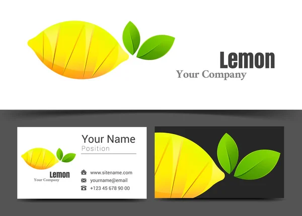 Logo corporativo de limón y plantilla de signo de tarjeta de visita. Diseño creativo con colorido logotipo Composición de identidad visual hecha de elemento multicolor. Ilustración vectorial — Vector de stock