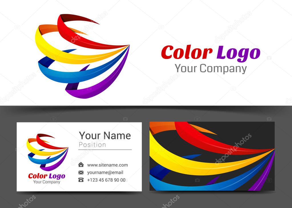 Abstract Modern Corporate Logo and Business Card Sign Template. Creative Design with Colorful Logotype Visual Identity Composition Made of Multicolored Element. Vector Illustration