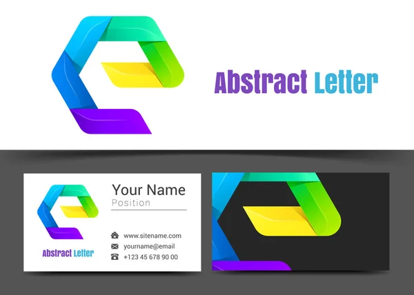 E Carta Logo corporativo y plantilla de signo de tarjeta de visita. Diseño creativo con colorido logotipo Composición de identidad visual hecha de elemento multicolor. Ilustración vectorial — Archivo Imágenes Vectoriales