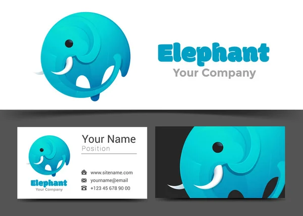 Logo corporativo de elefante moderno y plantilla de signo de tarjeta de visita. Diseño creativo con colorido logotipo Composición de identidad visual hecha de elemento multicolor. Ilustración vectorial — Vector de stock