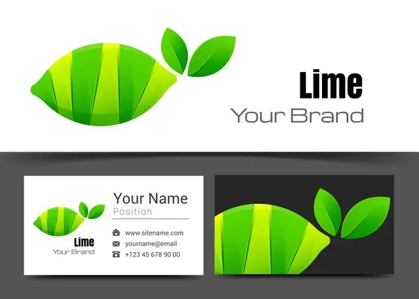 Lime Corporate Logo and Business Card Sign Template. Креативный дизайн с красочной логотипной визуальной композицией из разноцветного слона. Векторная миграция — стоковый вектор